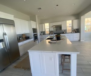 Diligent Honeycomb Home Cleaning crew using eco-friendly products for move in/out cleaning in Santa Clarita, showcasing sparkling results